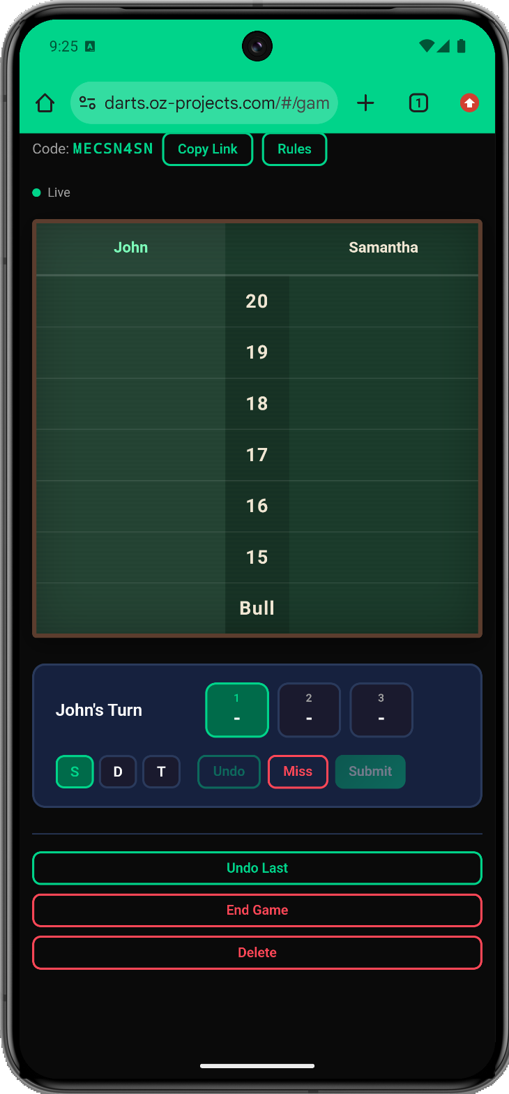 Dart Scorer Cricket game