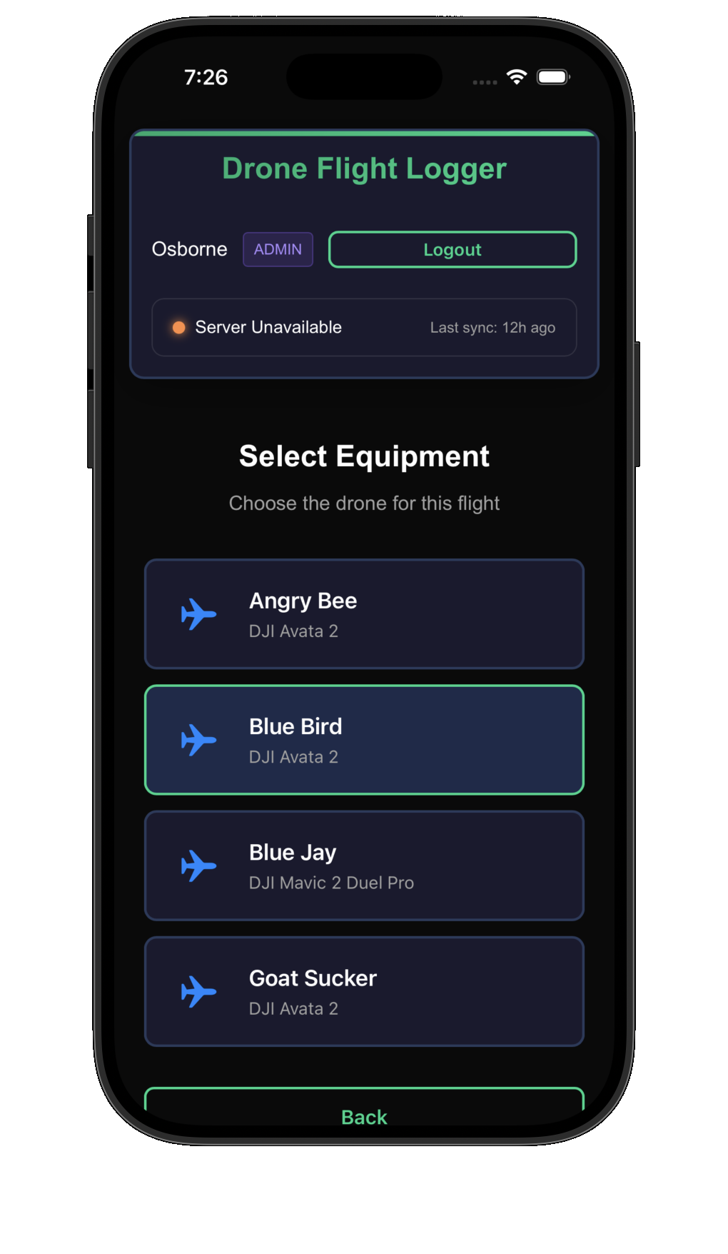 Equipment selection
